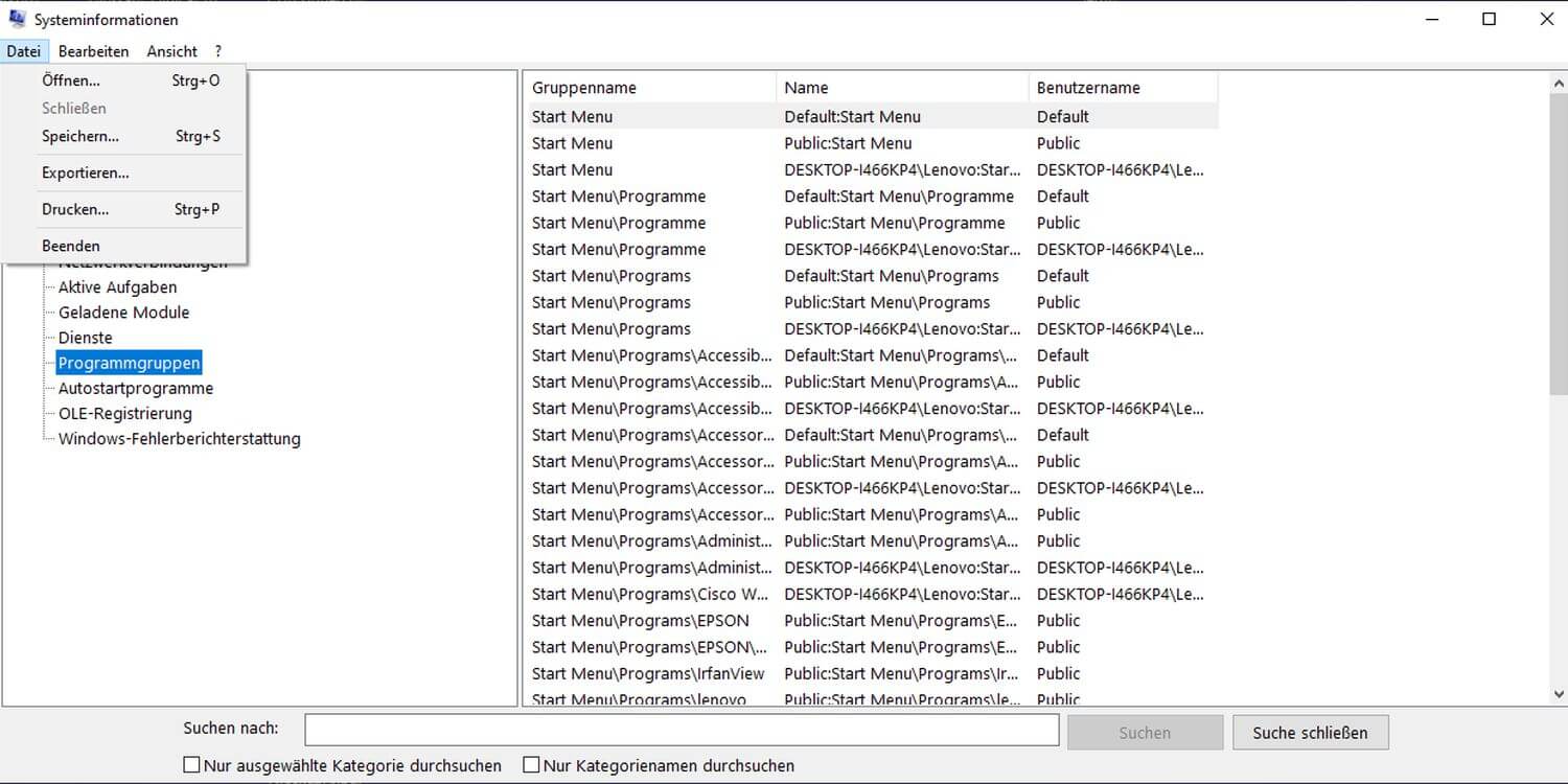 Liste aller unter Windows installierten Programme erstellen - Engelmann Software