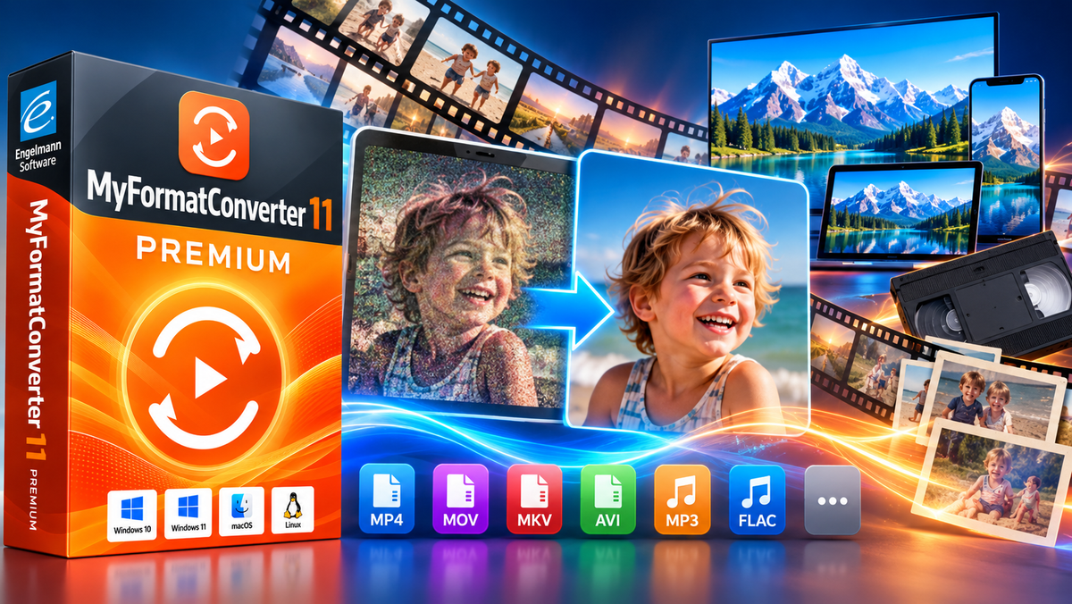 Pressemeldung: MyFormatConverter 11: Videos mit KI auf 4K vergrößern - Engelmann Software