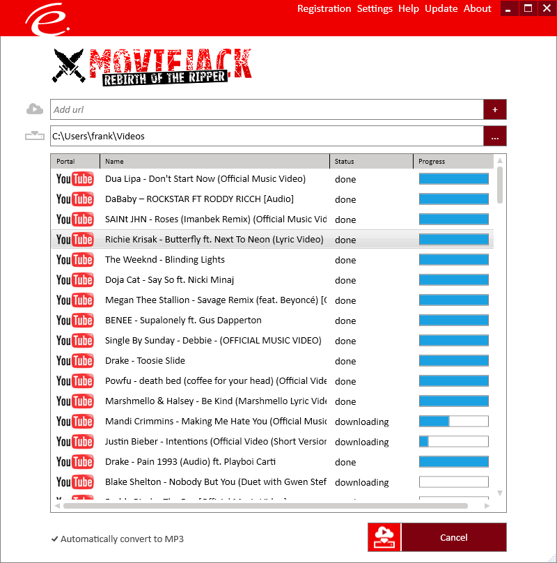 MovieJack downloading YouTube