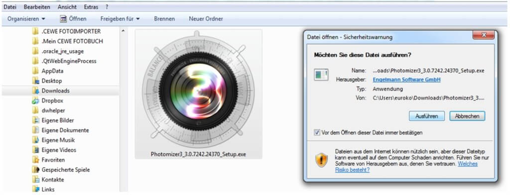 Screenshot: Jetzt wird die Software installiert